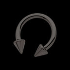 Black PVD Titanium Internally Threaded Spike Ends Circular Barbell Earring / Nosering