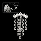 Internally Threaded 5-Cluster Prong Gem Fixed Top Curved Barbell with 5 Chain Dangle Earring / Nosering – Titanium