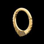 24Kt Gold PVD Titanium Radiant Pointed Hoop Front Facing Hinged Segment Clicker Earring / Nosering