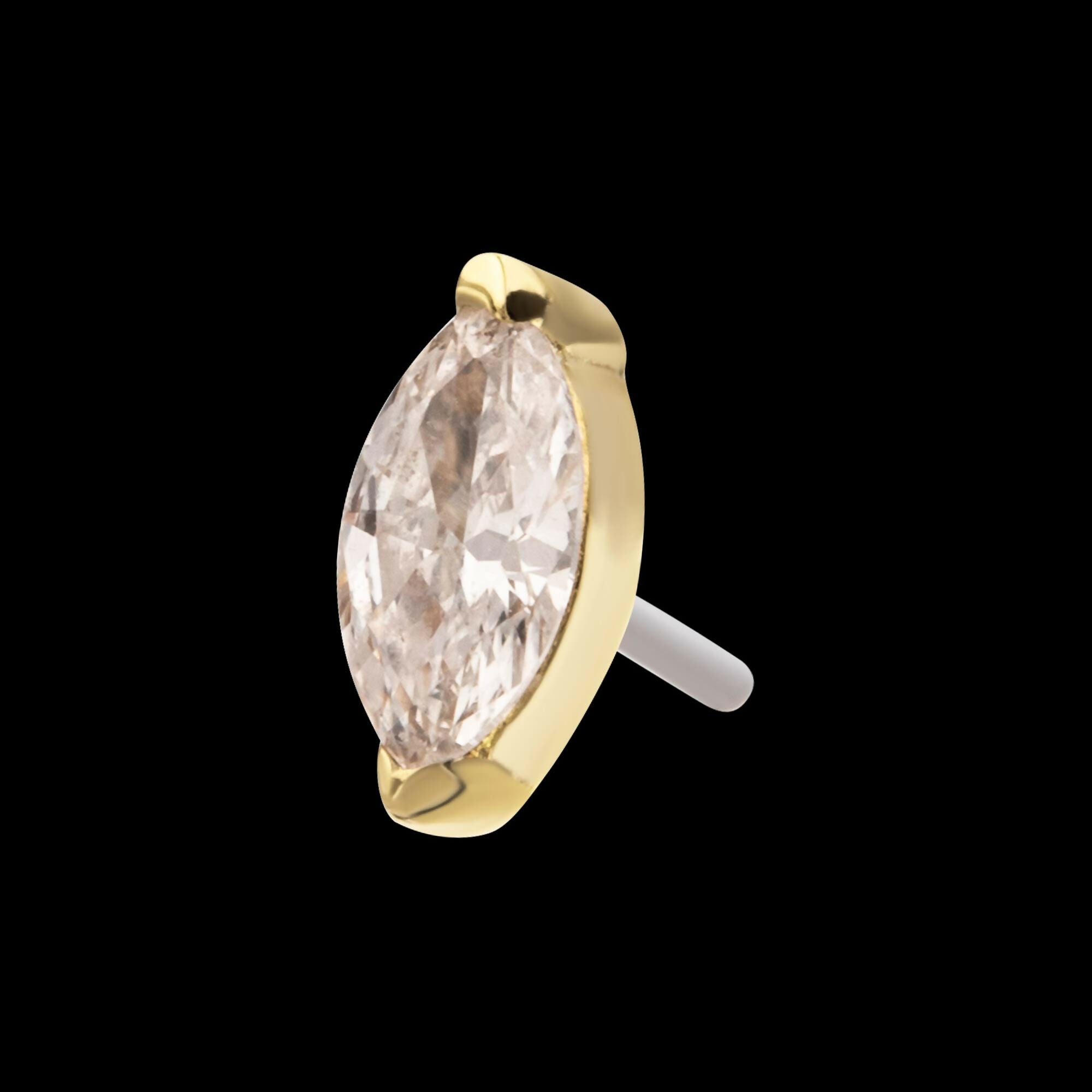 14Kt Yellow Gold Threadless 2-Prong Marquise Lab-Grown Diamond Top