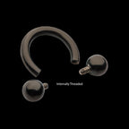 Black PVD Titanium Internally Threaded Circular Barbells Earring / Nosering