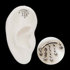 Titanium Threadless Hidden Helix Curved Bar Top with 5-Chain Bezel Gem Dangle