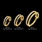 24Kt Gold PVD Titanium Side Facing Hinged Segment Clicker with Single Hoop Full Clear CNC Set Round CZ Earring / Nosering