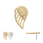 Angel Wing with Pave Gem (Right Ear) Flatback Stud Earring / Nosering - Gem in 14Kt Gold