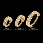 24Kt Gold PVD Titanium Triple Stacked with CNC Set CZ Center Line Side Facing Hinged Segment Clicker Hoop Earring / Nosering