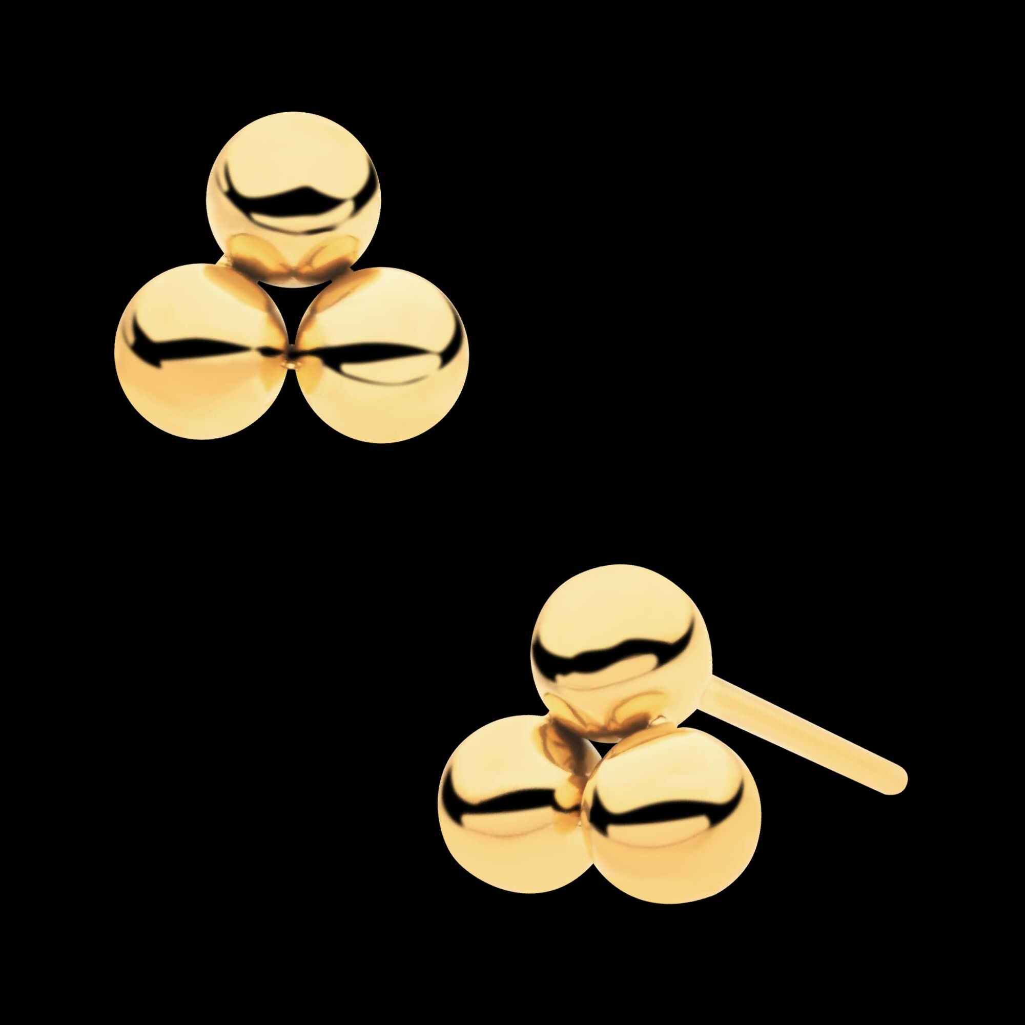 24Kt Gold PVD Titanium Threadless Trinity Ball Top