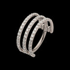 CNC Set Clear CZ Hoops Triple Row Side Facing Hinged Segment Clicker Earring / Nosering – Titanium