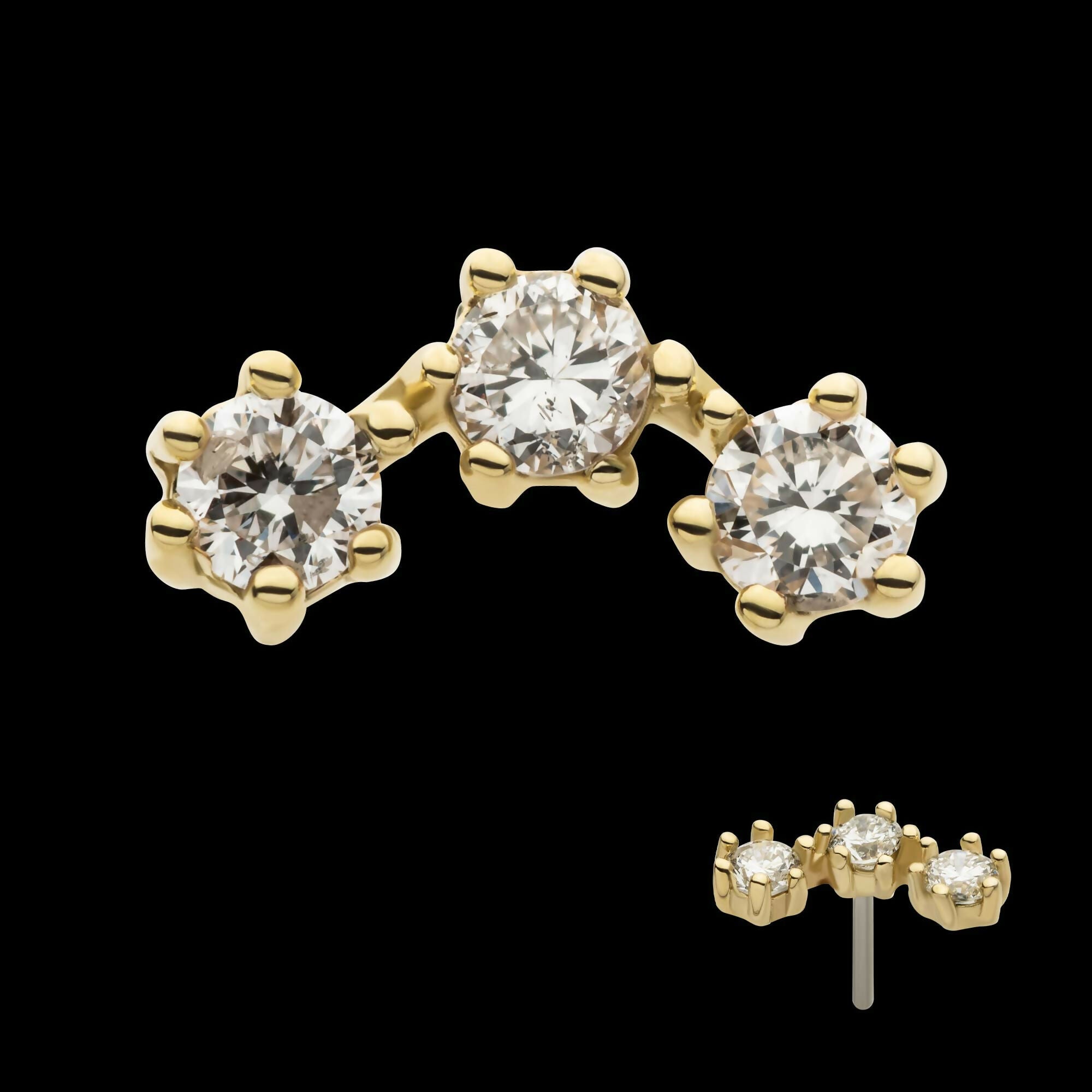 14kt Yellow Gold Threadless Cluster Top with 6-Prong Round Lab-Growns