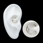 Crescent Moon Face Front Facing Hinged Segment Clicker Hoop Earring / Nosering – Titanium