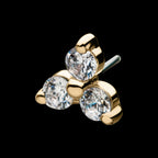 14Kt Yellow Gold Threadless Pronged Round Opal/CZ Trinity Top