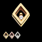 14Kt Gold Threadless Diamond Clear CZ Top