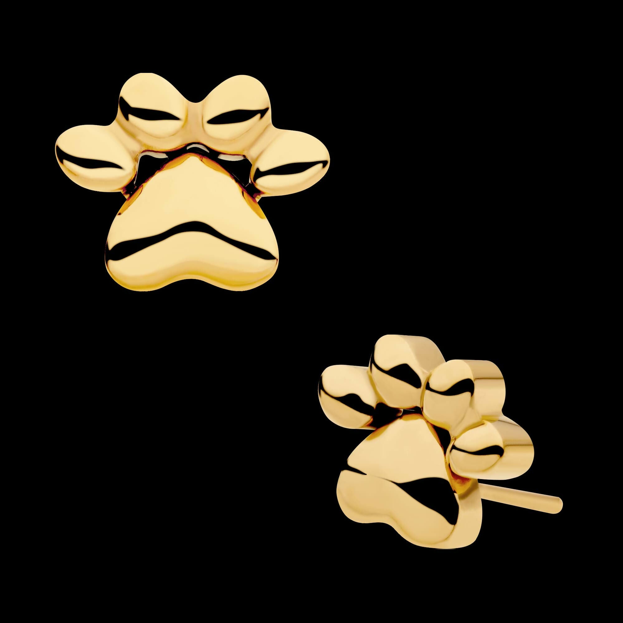 24KT Gold PVD Titanium Threadless with Paw Top