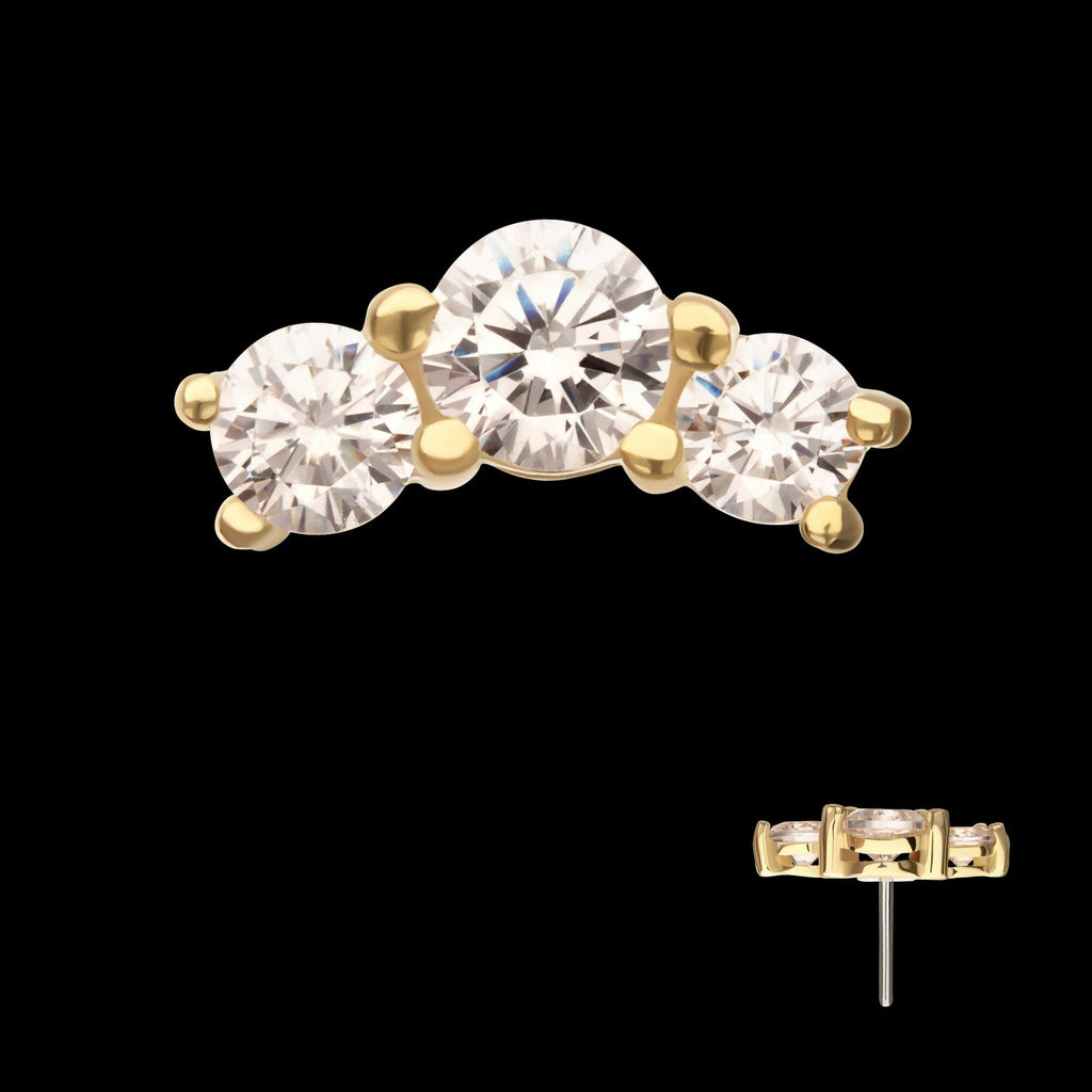 14Kt Yellow Gold Threadless Centered Gem Curved Cluster Top