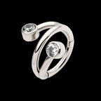 Double Ended Twist Side Facing Hinged Segment Clicker with Bezel Set Clear CZ Hoop Earring / Nosering – Titanium