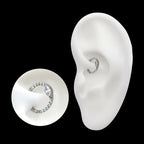 Eye CZ Front Facing Hinged Segment Clicker with CNC Set Round CZ Hoop Earring / Nosering – Titanium