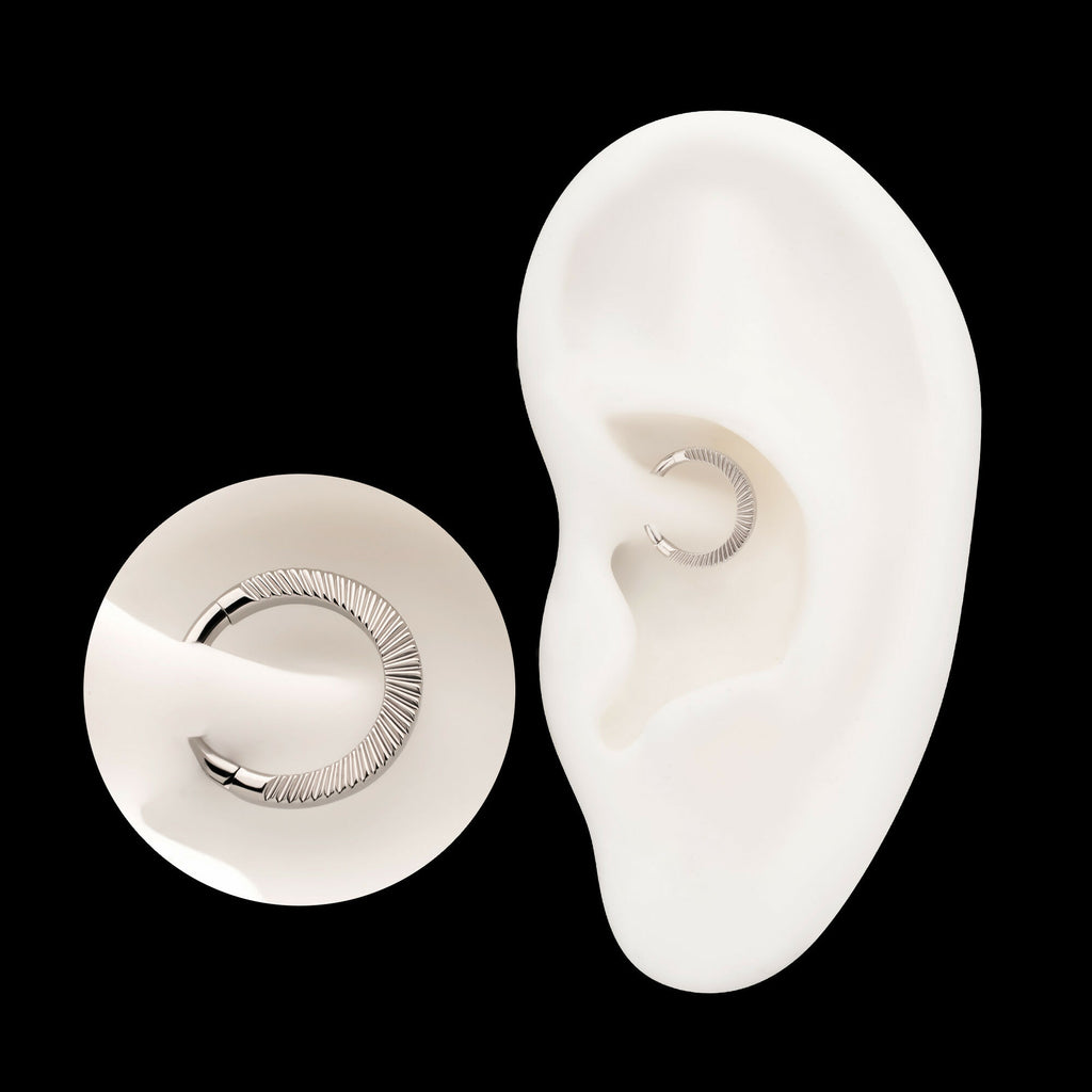 Radiant Hoop Front Facing Hinged Segment Clicker Earring / Nosering – Titanium