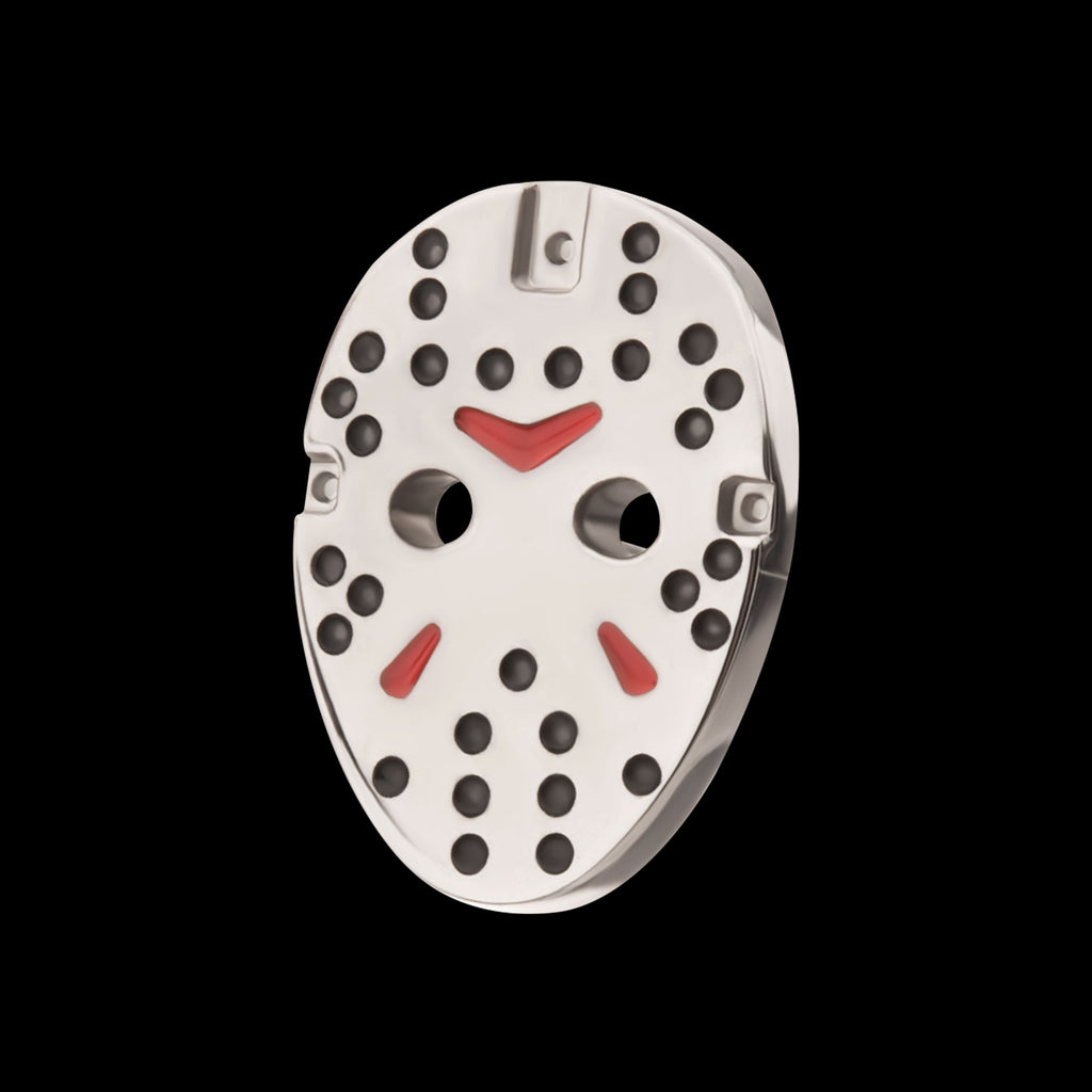 Enamel Friday The 13th Jason Mask Flatback Stud Earring / Nosering - Titanium