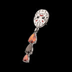 Enamel Friday The 13th Jason Mask with Garnet / Black Gem Dangle Flatback Stud Earring / Nosering - Black Gem & Garnet in Titanium