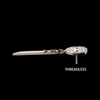 Enamel Friday The 13th Jason Mask with Black Gem Knife Dangle Flatback Stud Earring / Nosering - Black Gem in Titanium
