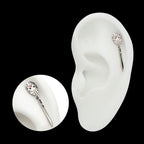 Enamel Friday The 13th Jason Mask with Black Gem Knife Dangle Flatback Stud Earring / Nosering - Black Gem in Titanium