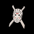 Enamel Friday The 13th Jason Mask with Crossed Machete Flatback Stud Earring / Nosering - Titanium