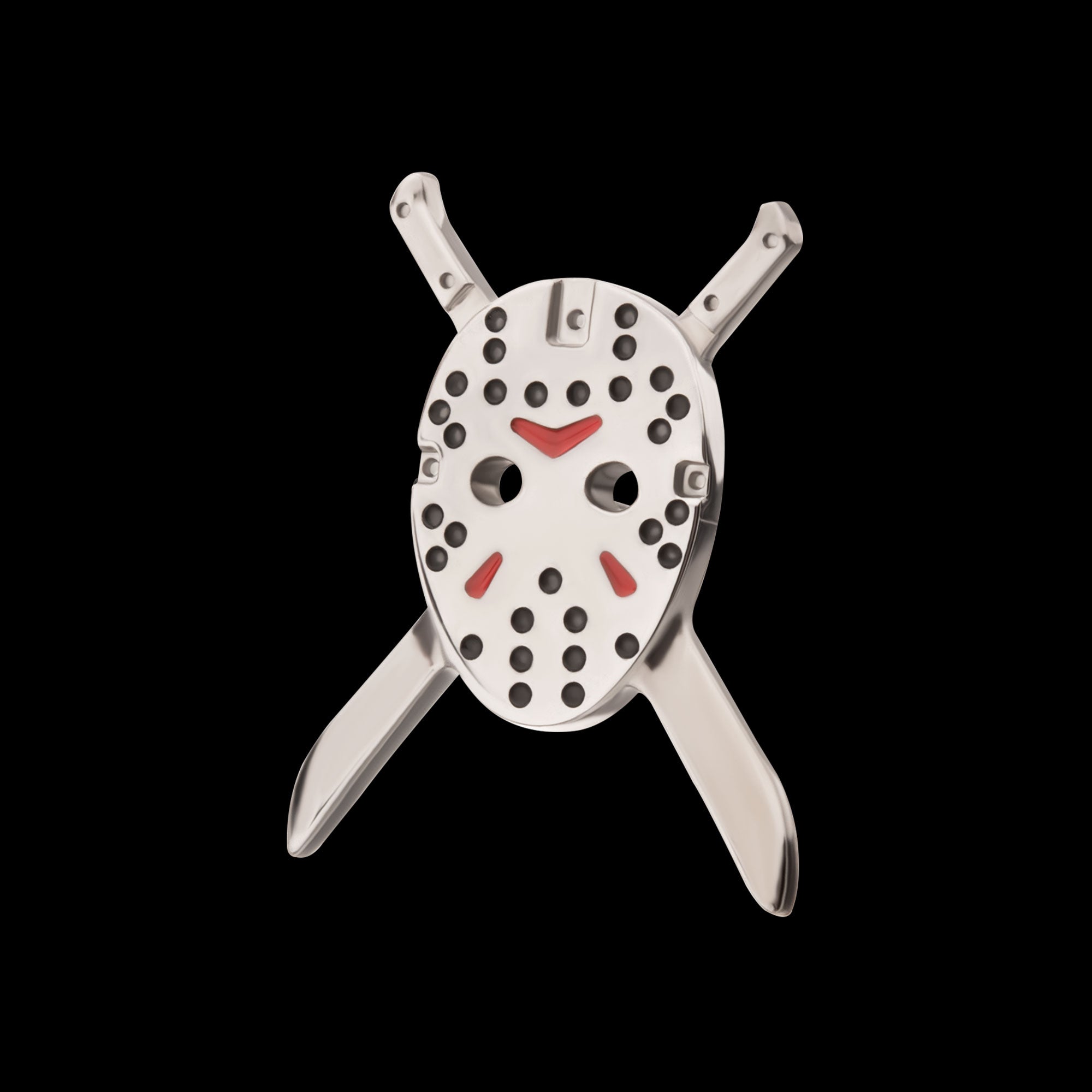 Enamel Friday The 13th Jason Mask with Crossed Machete Flatback Stud Earring / Nosering - Titanium