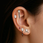 Enamel Friday The 13th Jason Mask with Crossed Machete Flatback Stud Earring / Nosering - Titanium