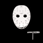 Friday The 13th Jason Mask Flatback Stud Earring / Nosering - 14Kt White Gold