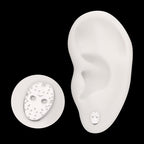 Friday The 13th Jason Mask Flatback Stud Earring / Nosering - 14Kt White Gold