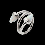 Double Ended Twist Side Facing Hinged Segment Clicker with Spike White Opal Hoop Earring / Nosering – Titanium
