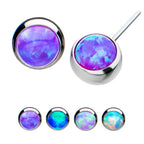 Bezel Set Synthetic Opal Side Facing Flatback Stud Earring / Nosering - Synthetic Opal & Opal in Titanium