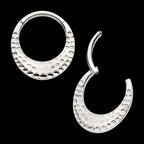 Hammered Round Shape Front Facing Hinged Segment Clicker Hoop Earring / Nosering – Titanium