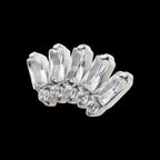 Titanium Threadless Prong Set Baguette & Round Gem Fan Shape 5-Cluster Top