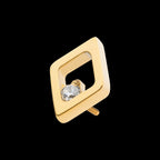 24Kt Gold PVD Titanium Threadless Rhombus Shape with Clear CZ Top
