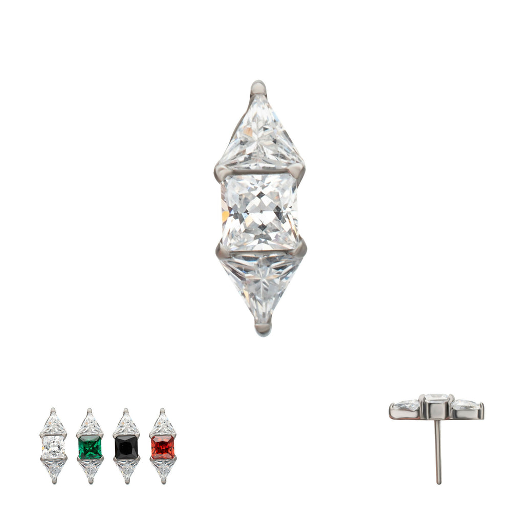Titanium Threadless Tri-Linear Gem Cluster Flatback Stud Earring | Live ...