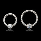 1mm CNC Set Full Clear CZ & Big Round CZ Front Facing Hinged Segment Clicker Hoop Earring / Nosering – Titanium