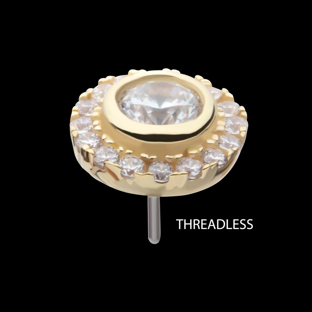 14Kt Yellow Gold Threadless Multigem Halo Top