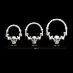 Skull & Bone with Black CZ Gem Eyes Front Facing Hinged Segment Clicker Hoop Earring / Nosering – Titanium