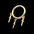 Triple Dagger Dangle Charm Hinged Segment Clicker Hoop Earring / Nosering – 14Kt Yellow Gold