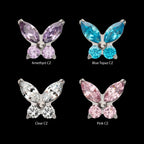 Titanium Threadless Butterfly with Prong Set Round & Marquise Gem Top