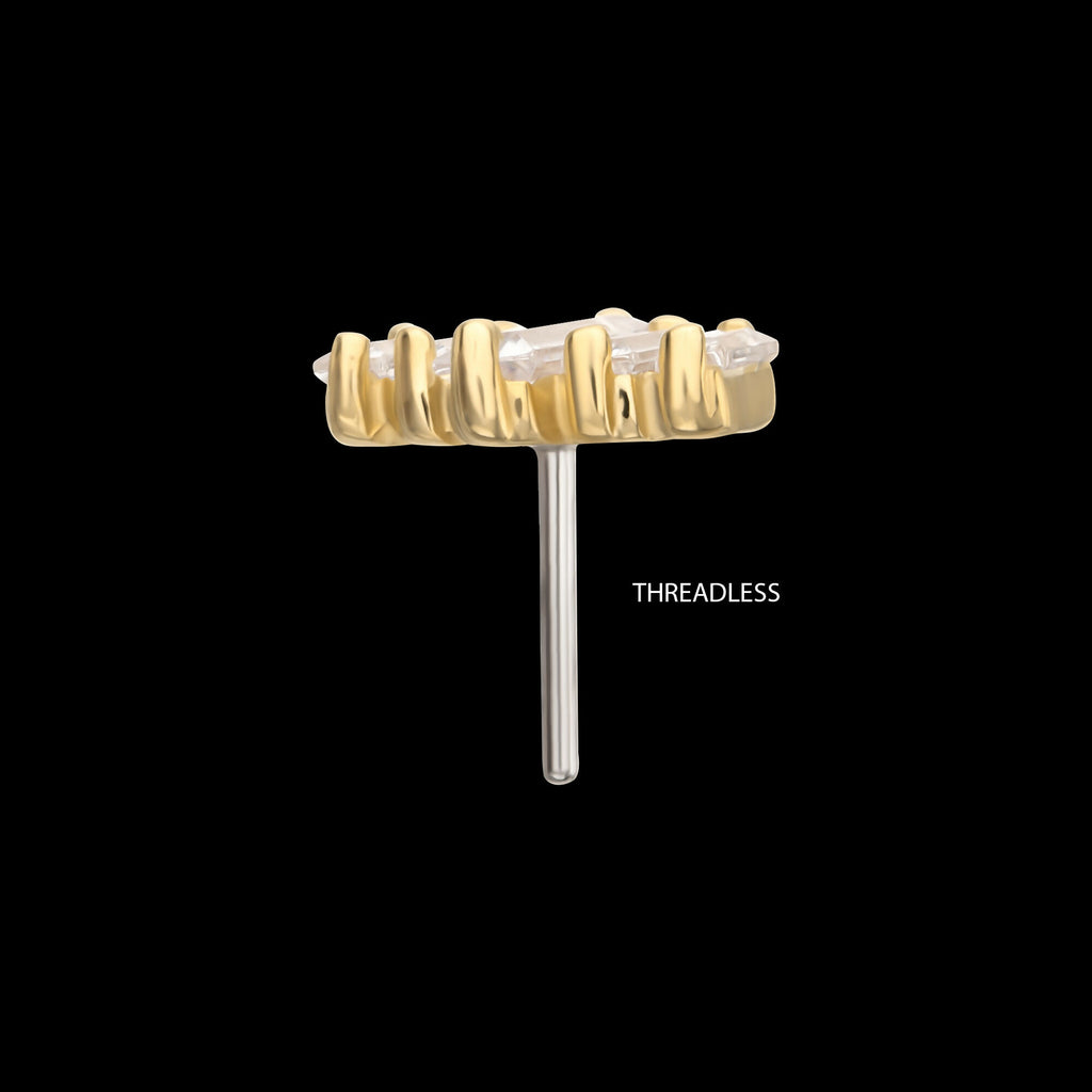 14Kt Gold Threadless 3D Geometric Baguette Gem Top