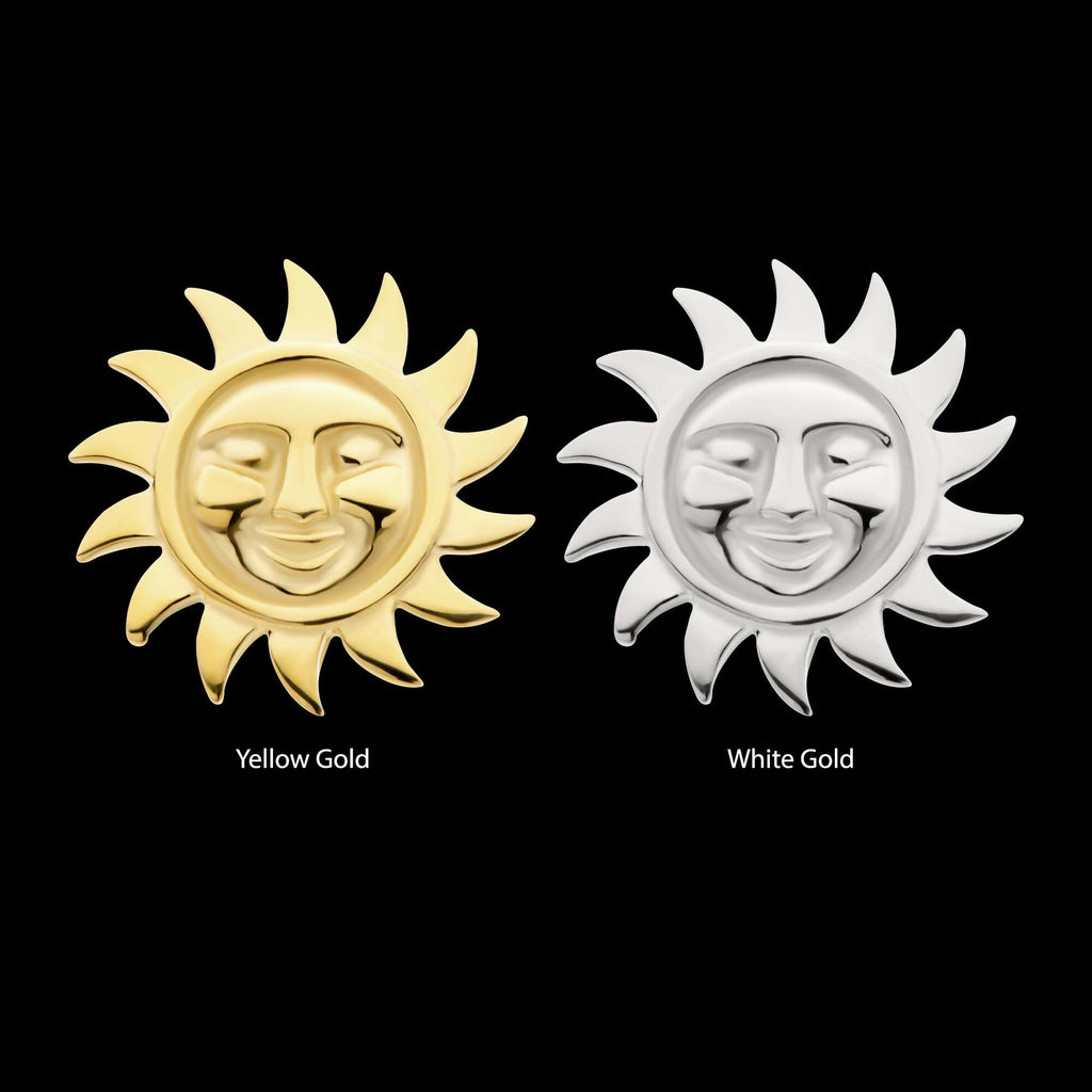 14Kt Gold Threadless Sun Face Top