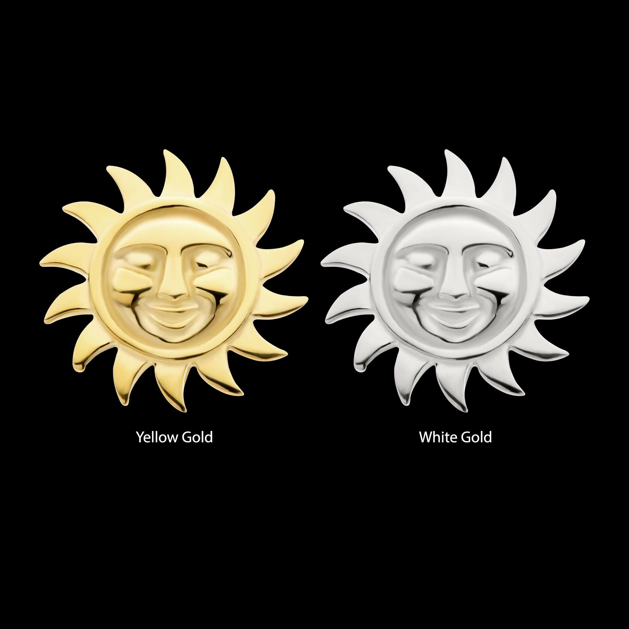 14Kt Gold Threadless Sun Face Top