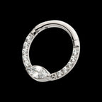Eye CZ Front Facing Hinged Segment Clicker with CNC Set Round CZ Hoop Earring / Nosering – Titanium