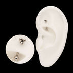 Tri-Bead Fixed Top with Bottom Curved Barbell Earring / Nosering – Titanium