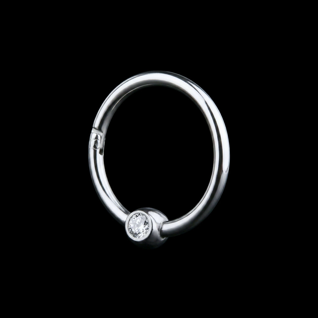 Bezel Set Gem Hinged Segment Ring Earring / Nosering – Titanium