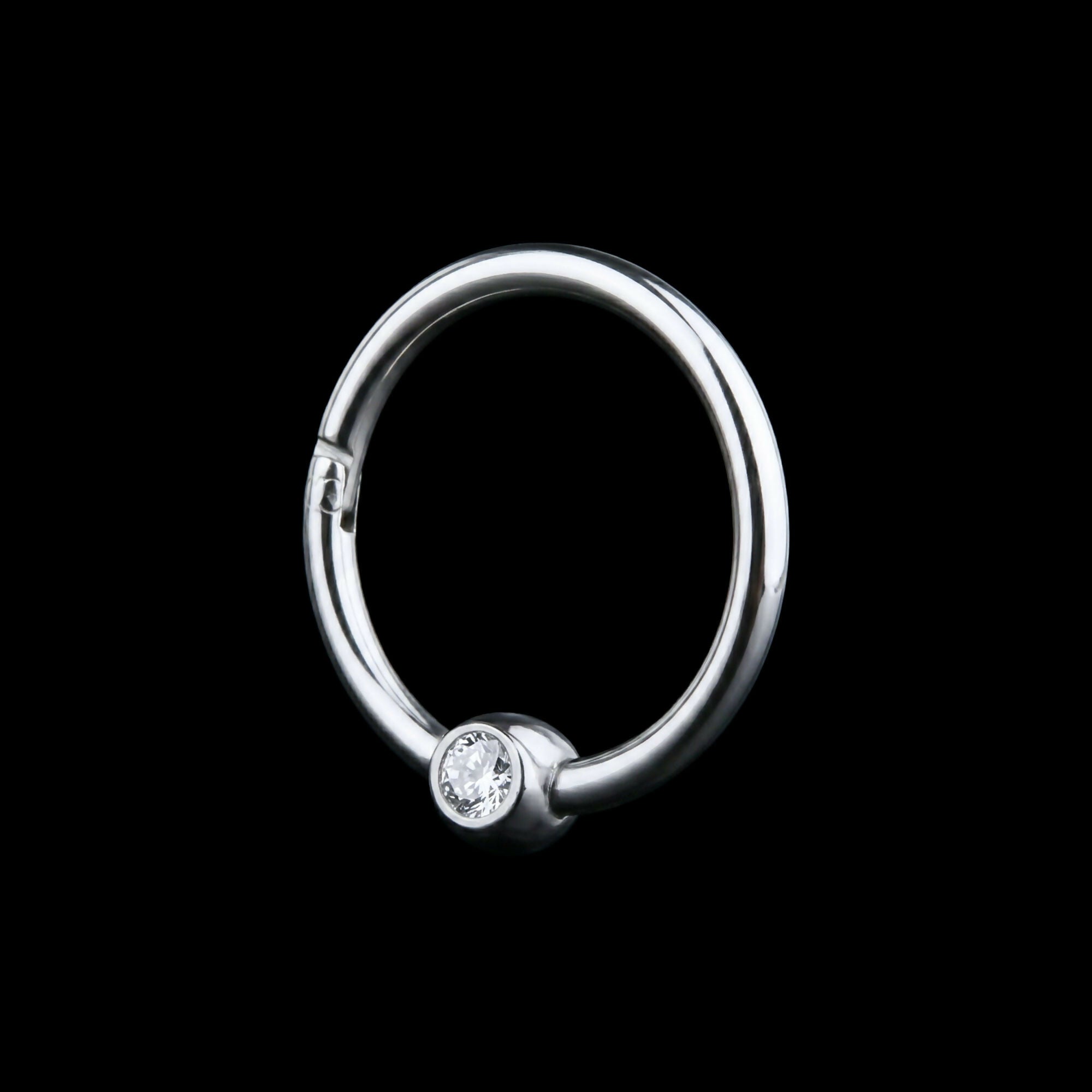 Bezel Set Gem Hinged Segment Ring Earring / Nosering – Titanium