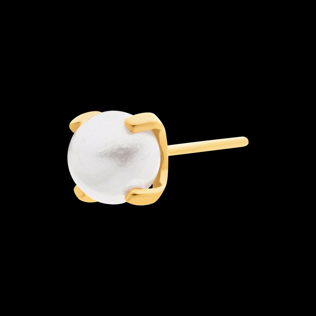 24Kt Gold PVD Titanium Threadless Prong Set White Swarovski Pearl Top