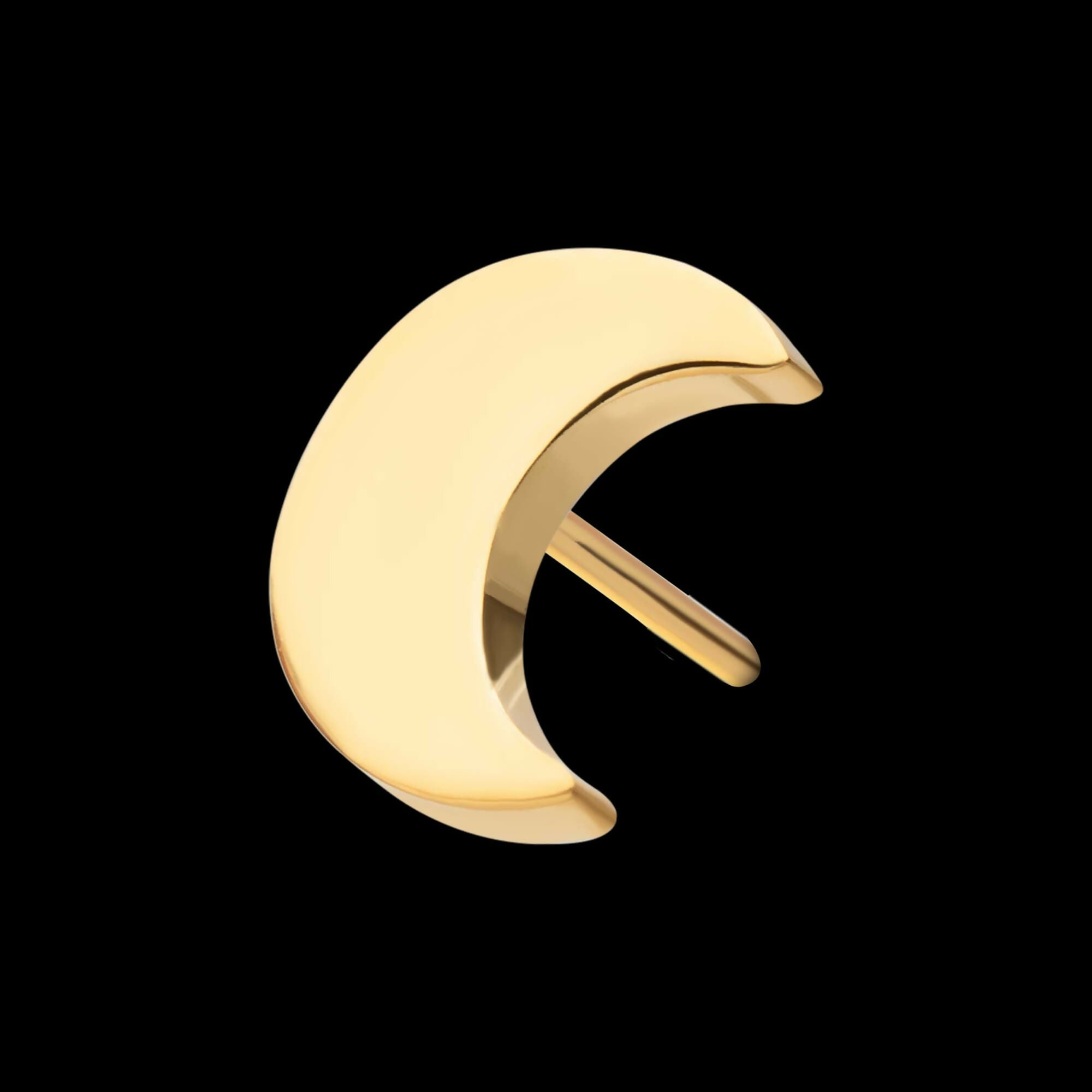 24Kt Gold PVD Titanium Threadless Crescent Moon Top with 2.2mm Crest