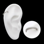 Prong Set Full Clear CZ Side Facing Hinged Segment Clicker Hoop Earring / Nosering – Titanium